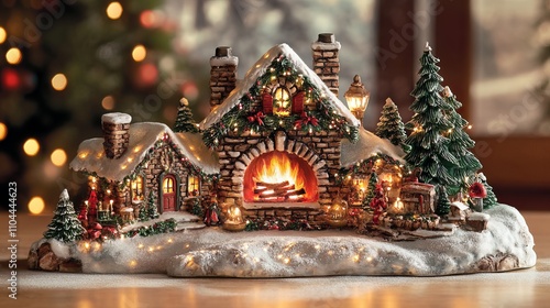 Wallpaper Mural Celebrate the magic of Christmas with this enchanting fireplace scene. The warm glow of the fire and twinkling lights illuminate a festive backdrop, creating a cozy and inviting atmosphere Torontodigital.ca