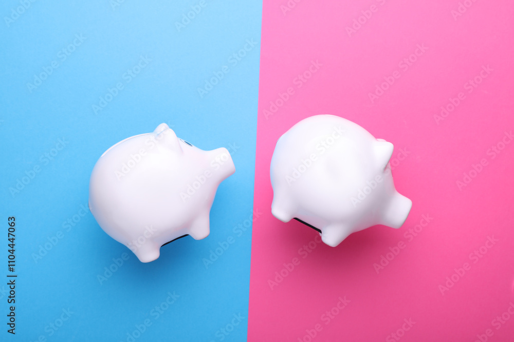 custom made wallpaper toronto digitalCeramic white piggy bank. Business concept. Conceptual photo. Top view. Flat lay