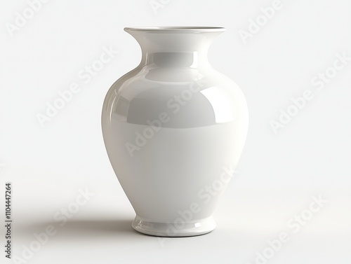 A sleek, modern white vase placed on a neutral background, perfect for home decor, product displays, or artistic compositions, adding elegance to any interior setting,