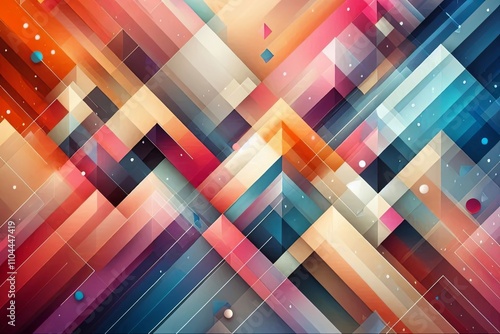 Abstract geometric shapes in vibrant gradient colors with transparency and overlapping elements photo