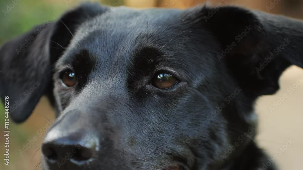 Black Labrador Retriever dog portrait, walking enjoying nature, looking joyful and playful with tongue out Black Labrador Retriever dog portrait, walking enjoying nature, looking joyful and playful with tongue out