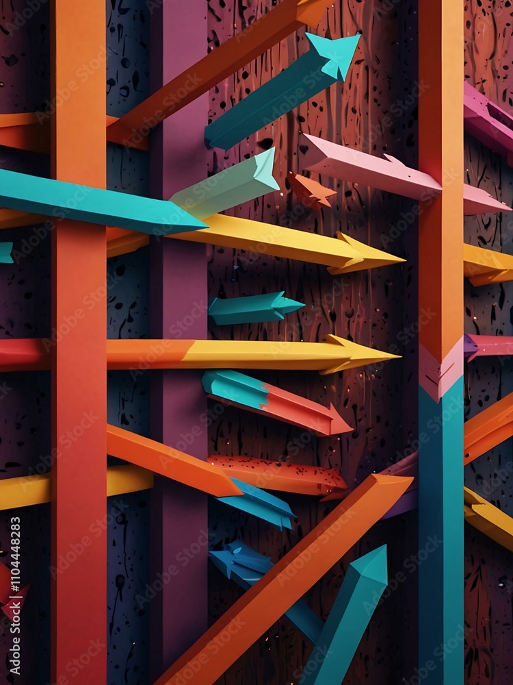 Colorful arrows in an animated background. Colorful arrows in an animated background.