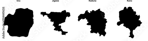 Imo, Jigawa, Kaduna, Kano outline maps