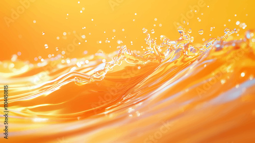 Aqua waves on orange background. Light and shadows, Water spills on a light orange background. Natural sunlight and shade Beautiful bursts, waves, drops, streaks, highlights, glare. Summer mood