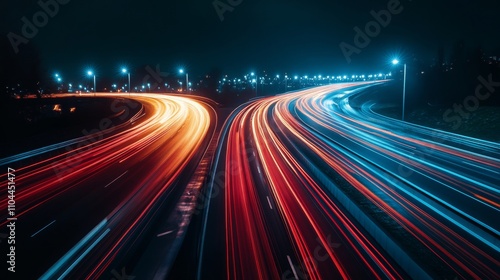 Abstract bright light trails creating dynamic patterns