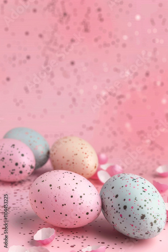 easter eggs happy easter pink background Generative AI