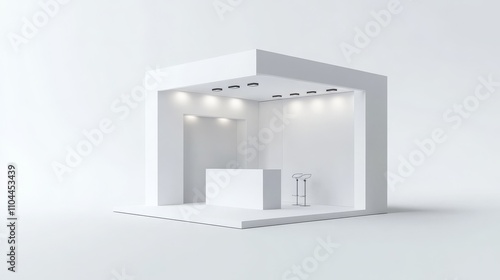Plain white exhibition stand mockup for branding, 3D illustrated. 