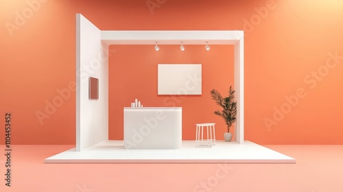Plain white exhibition stand mockup for branding, 3D illustrated. 
