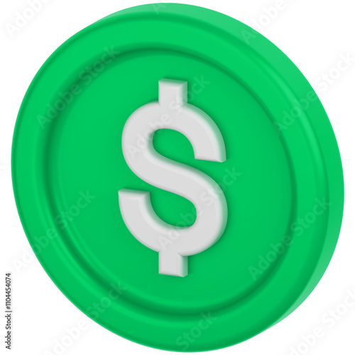 3D icon of a Dollar coin 