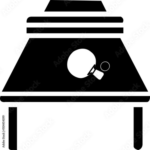 Table tennis, ping pong paddle and ball glyph solid icon, health, team