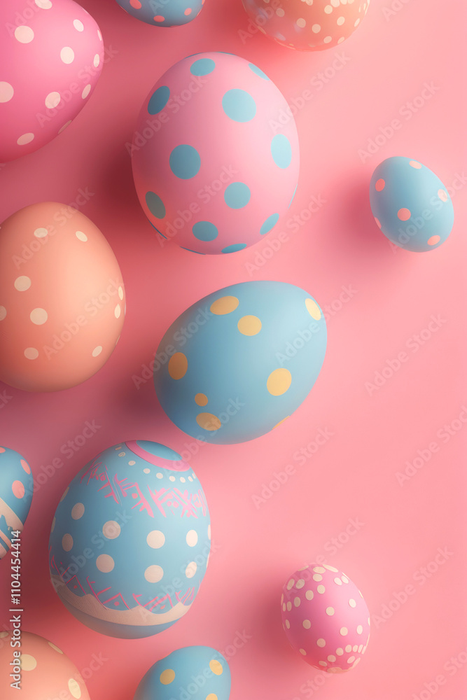 easter eggs happy easter pink background Generative AI easter eggs happy easter pink background Generative AI