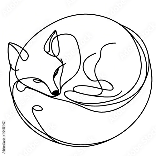 Fox curled up sleeping
