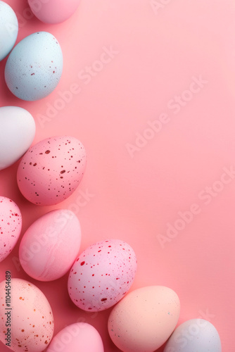 easter eggs happy easter pink background Generative AI