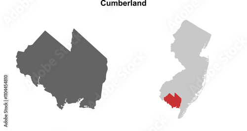 Cumberland County (New Jersey) blank outline map set photo