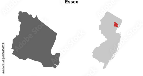 Essex County (New Jersey) blank outline map set photo