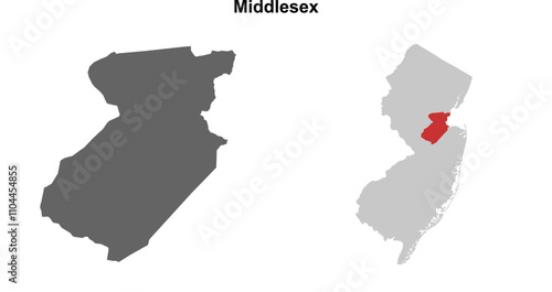 Middlesex County (New Jersey) blank outline map set