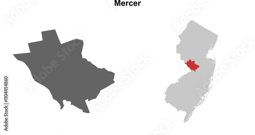 Mercer County (New Jersey) blank outline map set