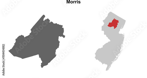 Morris County (New Jersey) blank outline map set