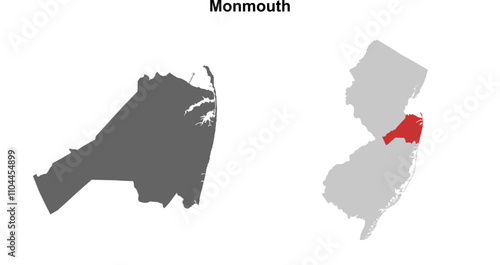 Monmouth County (New Jersey) blank outline map set