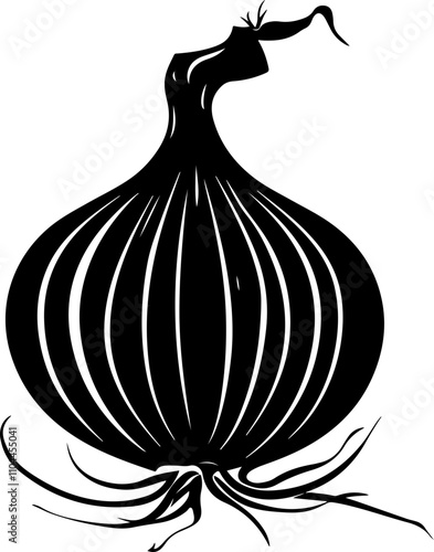 Stylized Black Onion Illustration