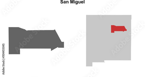 San Miguel County (New Mexico) blank outline map set