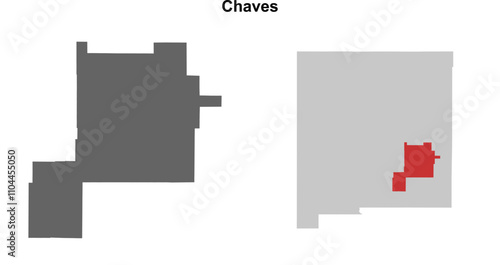 Chaves County (New Mexico) blank outline map set