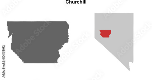 Churchill County (Nevada) blank outline map set