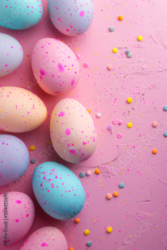 easter eggs happy easter pink background Generative AI