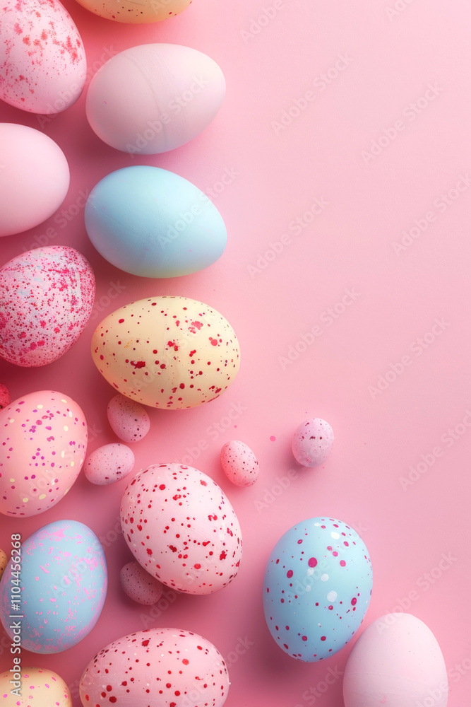 easter eggs happy easter pink background Generative AI easter eggs happy easter pink background Generative AI