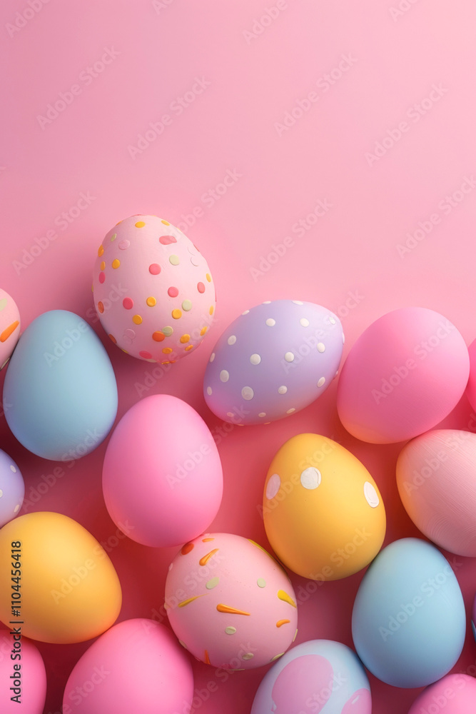 easter eggs happy easter pink background Generative AI easter eggs happy easter pink background Generative AI