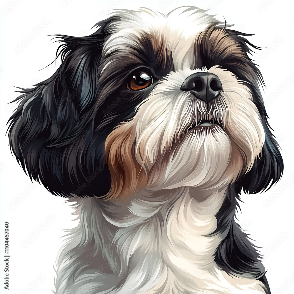 cute Shih Tzu dog portrait clipart on a white background cute Shih Tzu dog portrait clipart on a white background