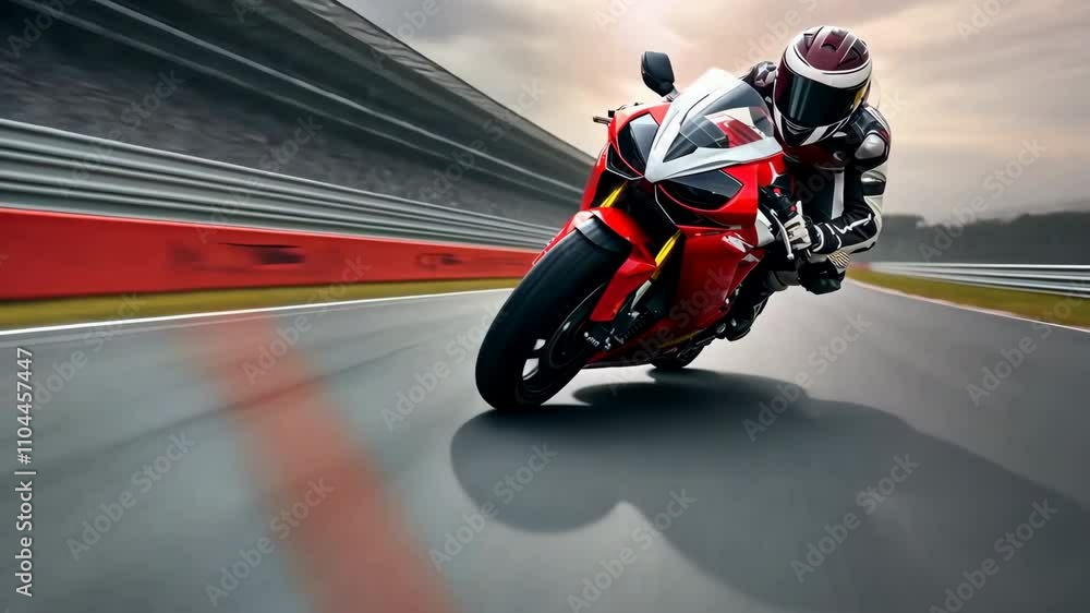 Motorbike racing on a track with speeding motion blur. Motorbike racing on a track with speeding motion blur.