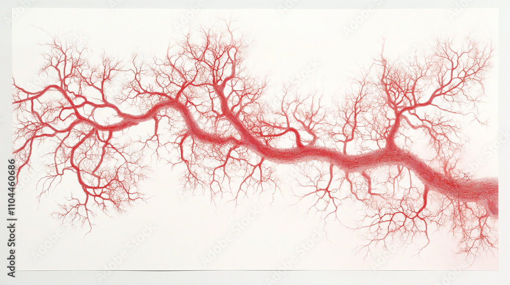Red Branching Network Abstract Art Nature Inspired Biology Medical Science Tree Vei Red Branching Network Abstract Art Nature Inspired Biology Medical Science Tree Vei