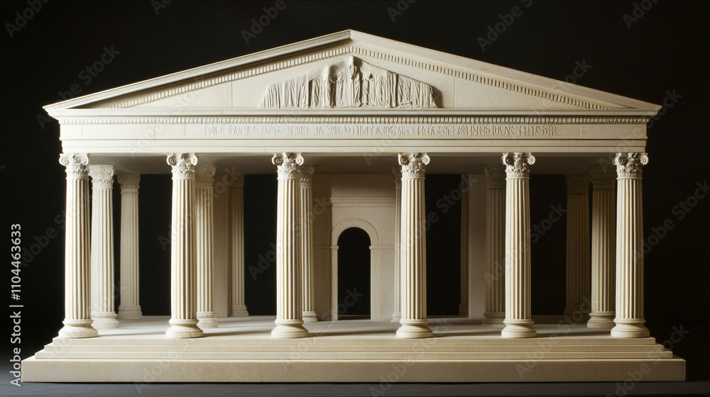 Fototapeta premium Classical Temple Model Architecture Corinthian Columns Stone Structure Ancient Greek De