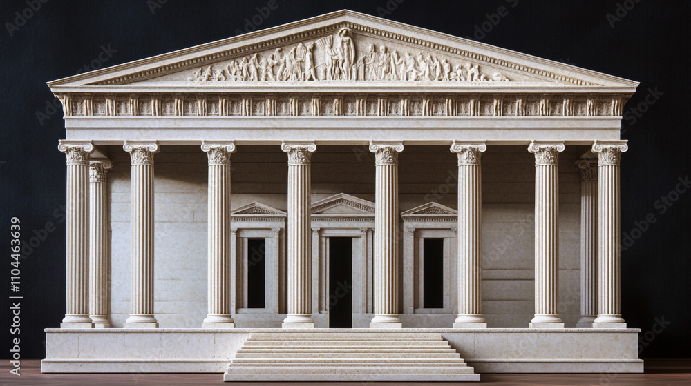 Fototapeta premium Ancient Greek Temple Model Architecture Columns Classic Design Stone Building Histori