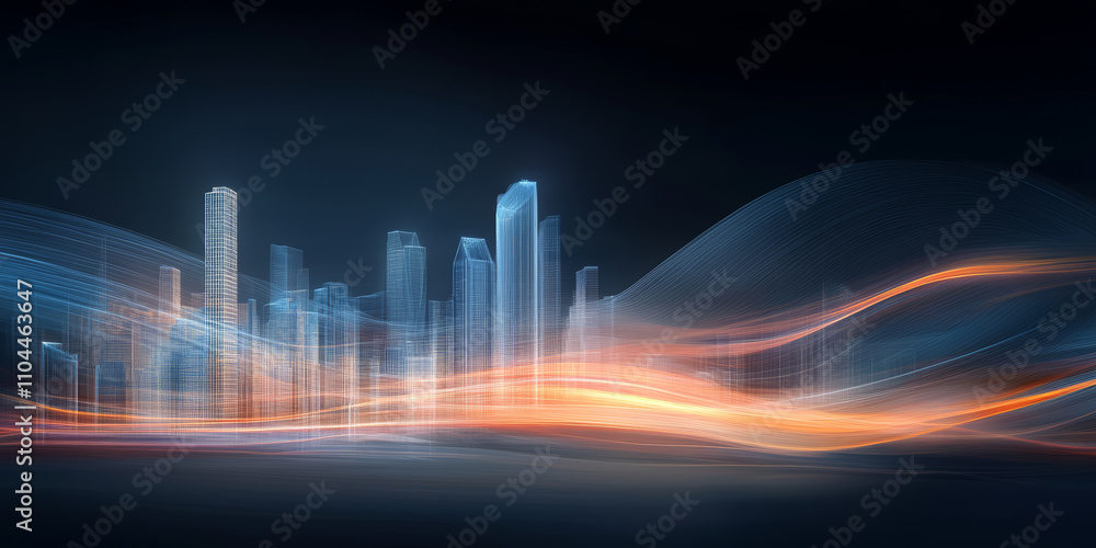 Fototapeta premium Minimalist graphic illustration of city and building Outlines 