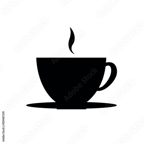 Cup of coffee. Hot coffee. Hot tea or coffee. Icon. Cafe.  Coffee cup icon. Cup of coffee with steam. Flat style. Vector illustration. Time to coffee