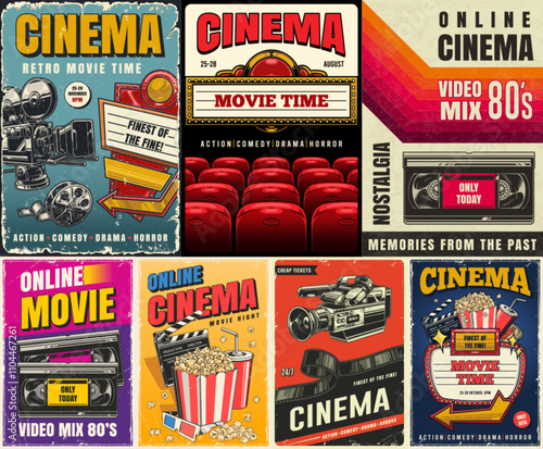 Nostalgic retro movie posters