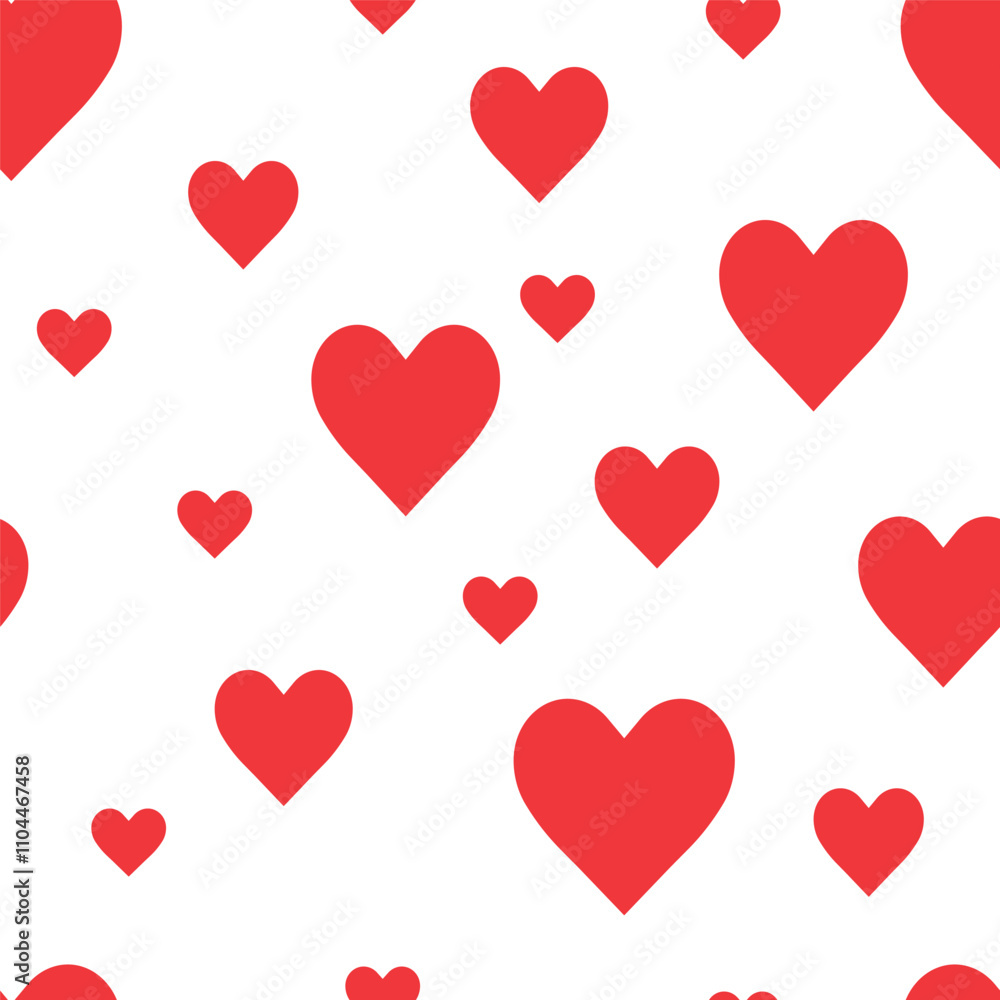 Red hearts background. Heart seamless pattern. Valentine's day. Festive vector ornament for Valentine's day. Hearts on white background. Red hearts background. Heart seamless pattern. Valentine's day. Festive vector ornament for Valentine's day. Hearts on white background.