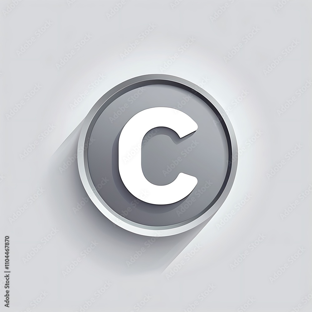 letter C grey icon logo for modern UI UX button designs letter C grey icon logo for modern UI UX button designs