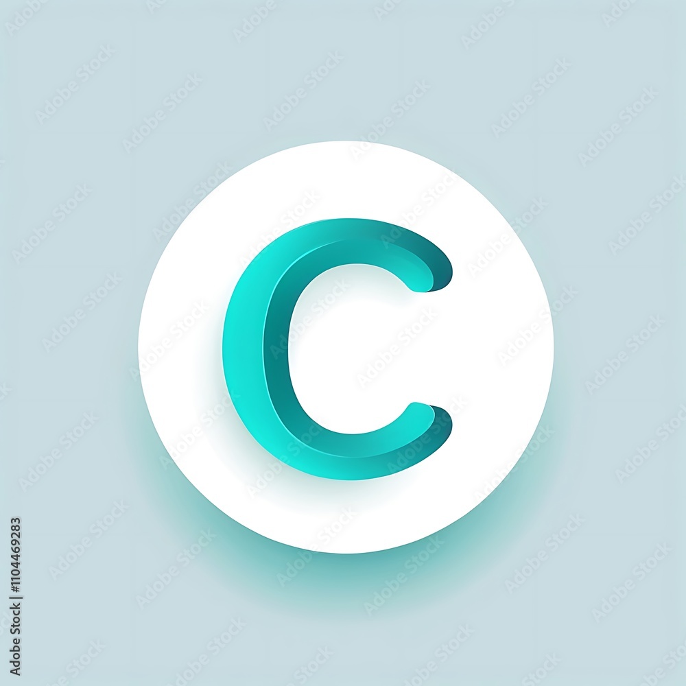 letter C teal icon logo for UI UX button and app interface design letter C teal icon logo for UI UX button and app interface design