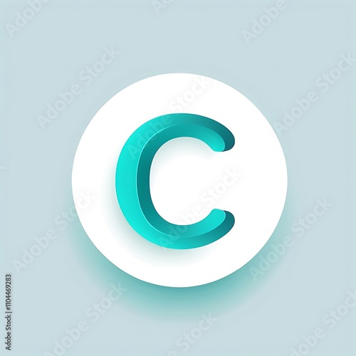 letter C teal icon logo for UI UX button and app interface design