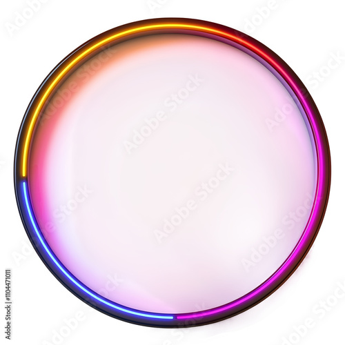 Colorful neon circle glows brightly against a transparent backdrop, creating a vibrant and eye-catching display