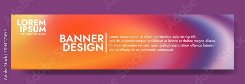 A horizontal features a vibrant gradient background transitioning from orange to purple. photo