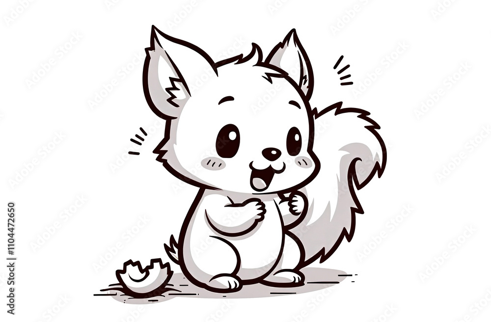 Happy Squirrel Eating Nutshell Snack Time Happy Squirrel Eating Nutshell Snack Time