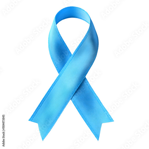 Light blue ribbon symbolizing prostate cancer awareness, support, and fundraising, on a transparent background