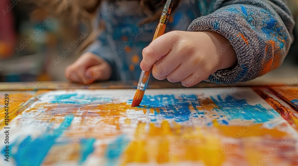 Child drawing in art therapy session, creative expression, natural light Child drawing in art therapy session, creative expression, natural light