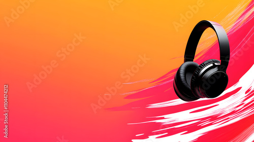 Vibrant Headphone Design With Abstract Colors Creating an Energetic Atmosphere for Music Lovers photo