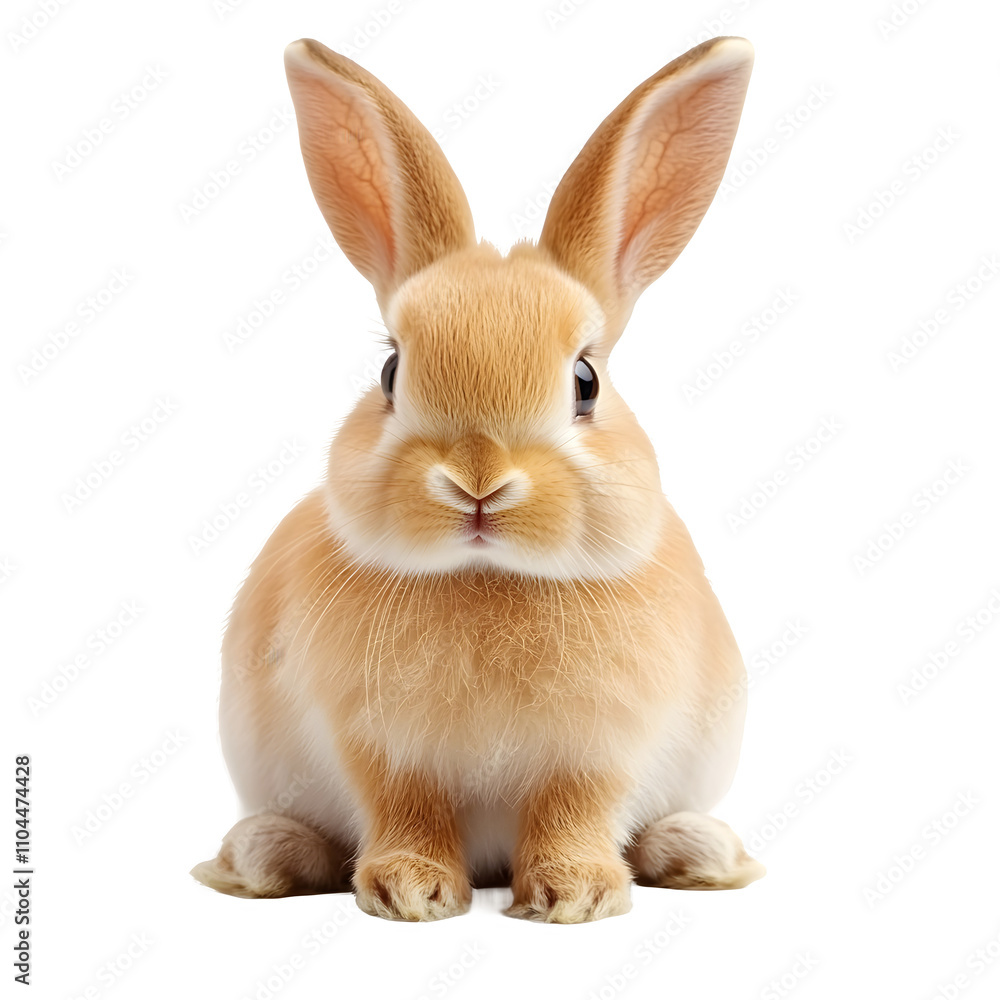Fototapeta premium Adorable ginger bunny sitting and posing on a clear background, ideal for easter or animal-themed designs