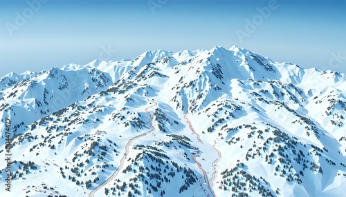 Premium Ski Slopes and Lifts Geometric Design